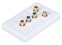 6CZH4 Audio Video Wall Plate, 5 RCA, White