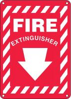 6DGH9 Fire Extinguisher Sign, 14 x 10In, WHT/R