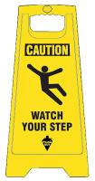 6DMF8 Floor Sign, Yellow, 24 In., 2 Sided