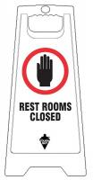 6DMG9 Floor Sign, English, Rest Rooms Closed, Wht