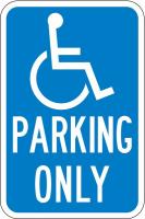 6DUR0 Parking Sign, 18 x 12In, WHT/BL, HDCP