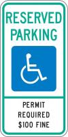 6DUR7 Parking Sign, 24 x 12In, HINT Prismatic AL