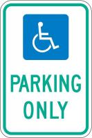 6DUT1 Parking Sign, 18 x 12In, GRN and BL/WHT