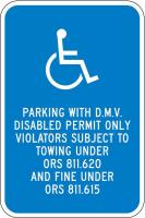 6DUT2 Parking Sign, 18 x 12In, WHT/BL, HDCP