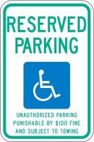 6DUT4 Parking Sign, 18 x 12In, GRN and BL/WHT