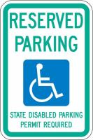 6DUT6 Parking Sign, 18 x 12In, GRN and BL/WHT