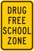 6DUU8 School Zone Sign, 18 x 12In, BK/YEL, Text
