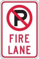 6GMN9 Fire Lane Sign, 18 x 12In, BK and R/WHT