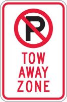 6RPW6 Parking Sign, 18 x 12In, R and BK/WHT