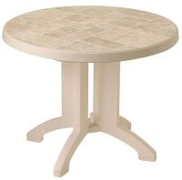 6DVJ4 Folding Table, 38 In Round, Sand