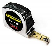 6DYP9 Tape Measure, Chrome, 3/4 In x 12 Ft
