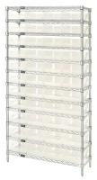 6ECF9 Bin Shelving, Wire, 36X12, 44 Bins, Clear