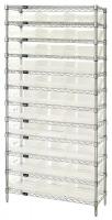 6ECG0 Bin Shelving, Wire, 36X12, 33 Bins, Clear