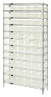 6ECG2 Bin Shelving, Wire, 36X18, 55 Bins, Clear