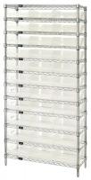 6ECG4 Bin Shelving, Wire, 36X18, 33 Bins, Clear