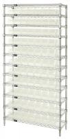 6ECG5 Bin Shelving, Wire, 36X24, 77 Bins, Clear