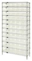 6ECG6 Bin Shelving, Wire, 36X24, 55 Bins, Clear