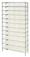 6ECG7 Bin Shelving, Wire, 36X24, 44 Bins, Clear