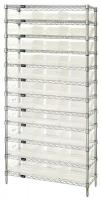 6ECG8 Bin Shelving, Wire, 36X24, 33 Bins, Clear