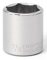 6ECV0 Socket, 3/8 Dr, 6 Pt, 7/8 In, Chrome