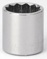 6ECV5 Socket, 3/8 Dr, 12 Pt, 7/8 In, Chrome