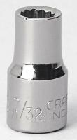 6ECV9 Socket, 1/4 Dr, 12 Pt, 7/32 In, Chrome