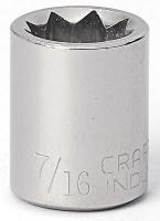 6ECW0 Socket, 3/8 Dr, 8 Pt, 7/16 In, Chrome