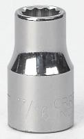 6ECW6 Socket, 1/2 Dr, 12 Pt, 7/16 In, Chrome