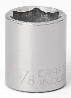6ECX3 Socket, 3/8 Dr, 6 Pt, 5/8 In, Chrome