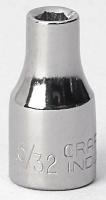 6ECX9 Socket, 1/4 Dr, 6 Pt, 5/32 In, Chrome
