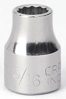 6ECY3 Socket, 3/8 Dr, 12 Pt, 5/16 In, Chrome
