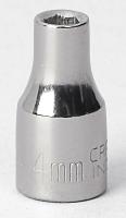 6ECY7 Socket, 1/4 Dr, 6 Pt, 4mm, Chrome