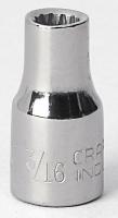 6EDA8 Socket, 1/4 Dr, 12 Pt, 3/16 In, Chrome