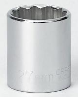6EDC1 Socket, 1/2 Dr, 12 Pt, 27mm, Chrome