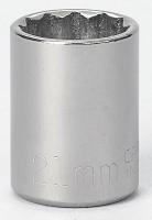 6EDC8 Socket, 1/2 Dr, 12 Pt, 21mm, Chrome