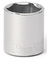 6EDD7 Socket, 3/8 Dr, 6 Pt, 19mm, Chrome