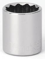 6EDD9 Socket, 3/8 Dr, 12 Pt, 19mm, Chrome