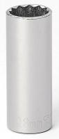 6EDE4 Socket, Deep, 3/8 Dr, 12 Pt, 18mm, Chrome