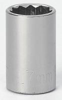 6EDF1 Socket, 1/2 Dr, 12 Pt, 17mm, Chrome