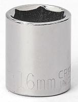 6EDF4 Socket, 3/8 Dr, 6 Pt, 16mm, Chrome