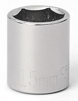 6EDF8 Socket, 3/8 Dr, 6 Pt, 15mm, Chrome