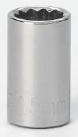 6EDG1 Socket, 1/2 Dr, 12 Pt, 15mm, Chrome