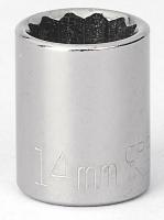 6EDH1 Socket, 3/8 Dr, 12 Pt, 14mm, Chrome