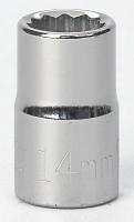 6EDH2 Socket, 1/2 Dr, 12 Pt, 14mm, Chrome