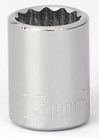6EDH8 Socket, 3/8 Dr, 12 Pt, 13mm, Chrome