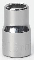 6EDH9 Socket, 1/2 Dr, 12 Pt, 13mm, Chrome