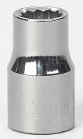 6EDK9 Socket, 1/2 Dr, 12 Pt, 12mm, Chrome