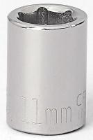 6EDL2 Socket, 3/8 Dr, 6 Pt, 11mm, Chrome