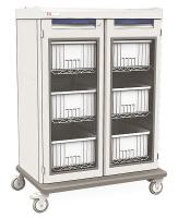 6EJF1 Medical IV Cart, Taupe, w/6 Tote Boxes