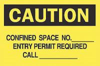 6F606 Caution Sign, 7 x 10In, BK/YEL, ENG, Text